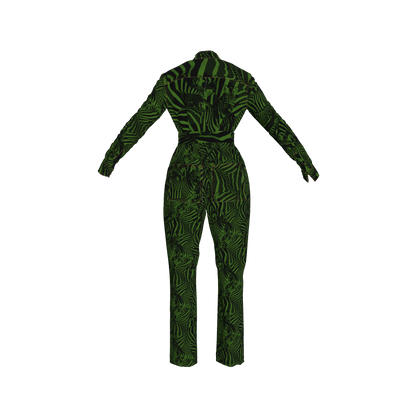 Green Zebra Button Jumpsuit