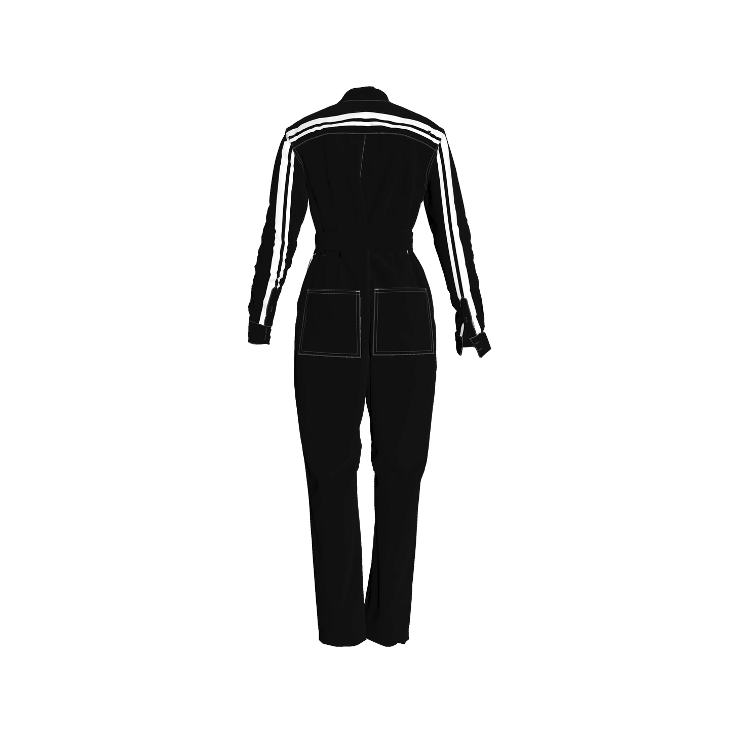Black & White MotoStripe™ Jumpsuit Button Up