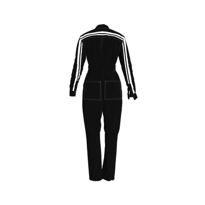 Black & White MotoStripe™ Jumpsuit Button Up
