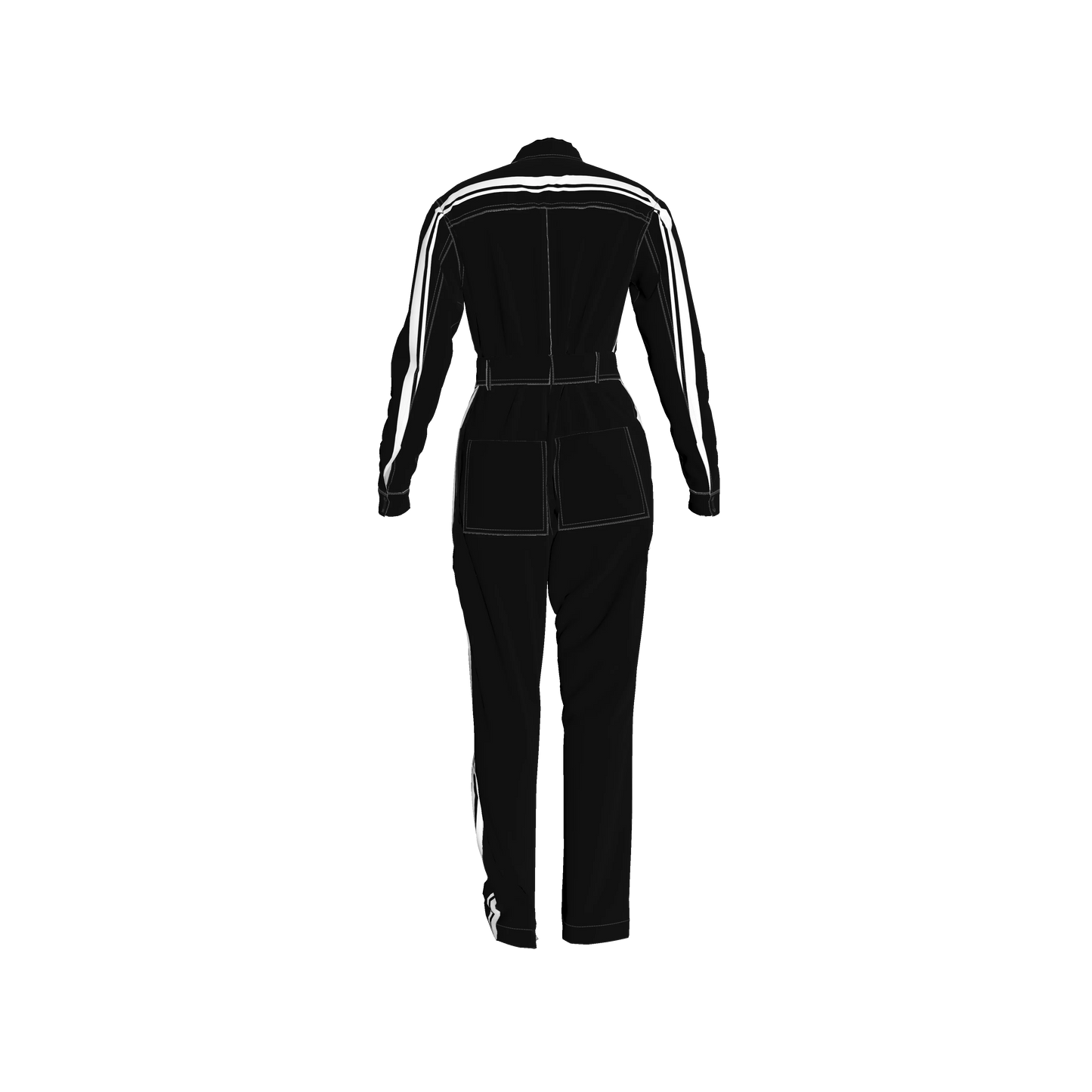 Black & White Lightweight Organic Cotton Flannel MotoStripe™ Jumpsuit