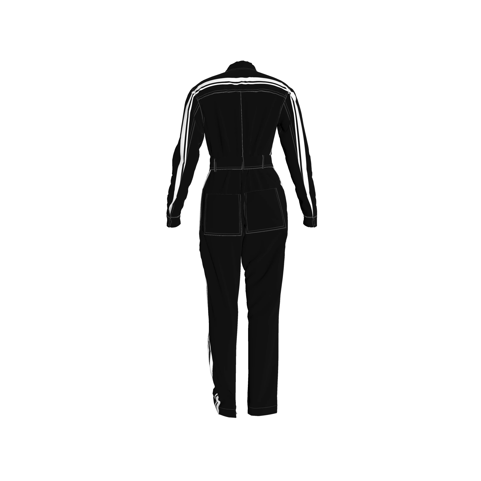 Black & White Lightweight Organic Cotton Flannel MotoStripe™ Jumpsuit