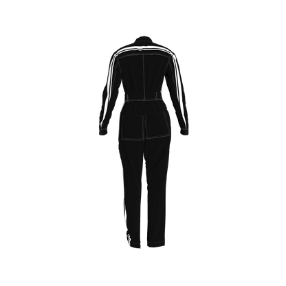 Black & White Lightweight Organic Cotton Flannel MotoStripe™ Jumpsuit