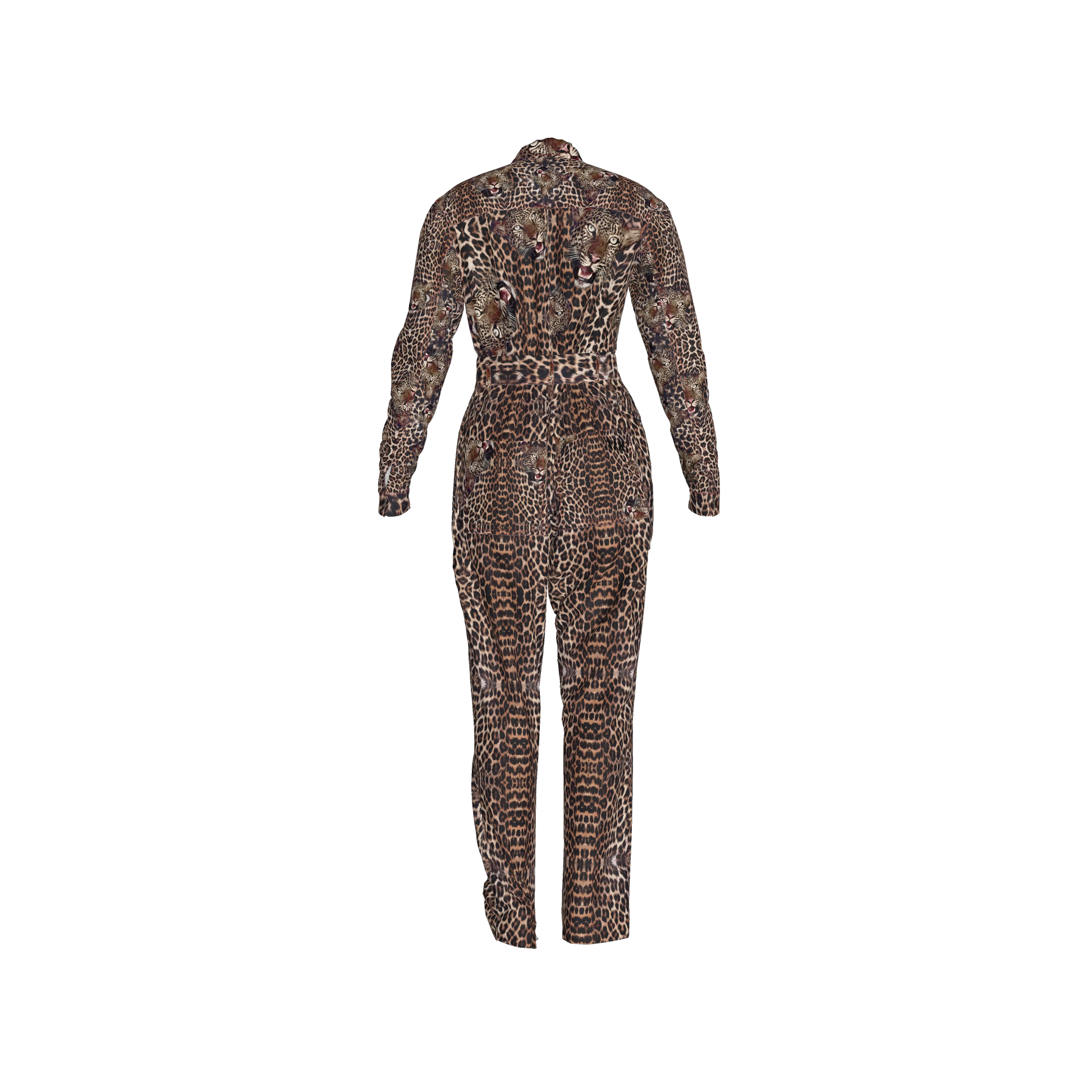 Leopard Head Zip Up Jumpsuit