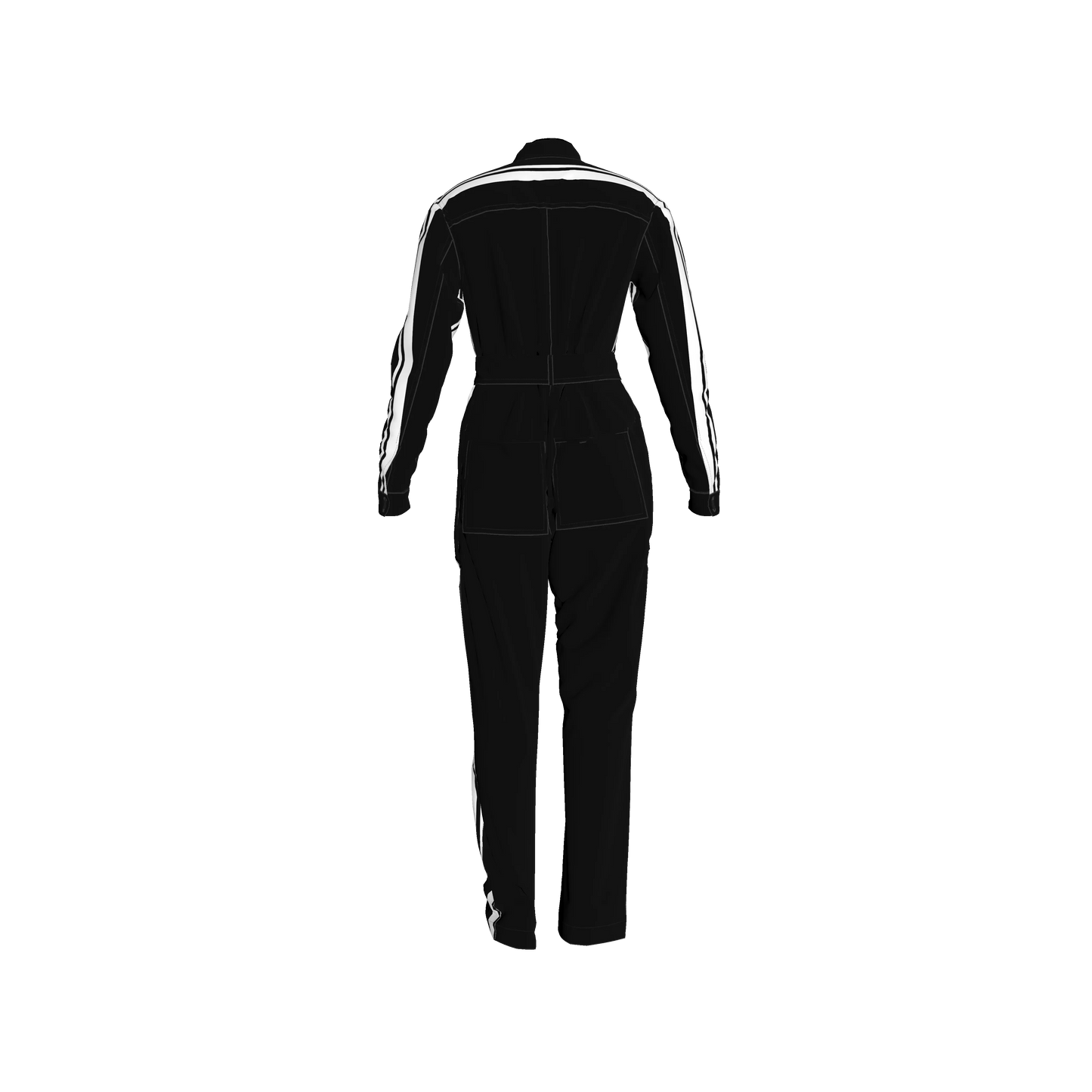 Black & White Zip Lightweight MotoStripe™ Jumpsuit