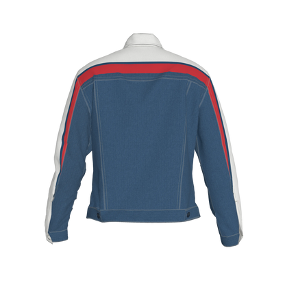 Retro MotoStripe™ Jean Jacket – Red, White & Blue
