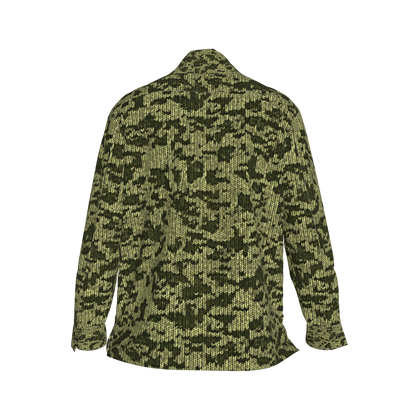 Forest Green🌲🧶Faux-Knit Denim Shirt Jacket 