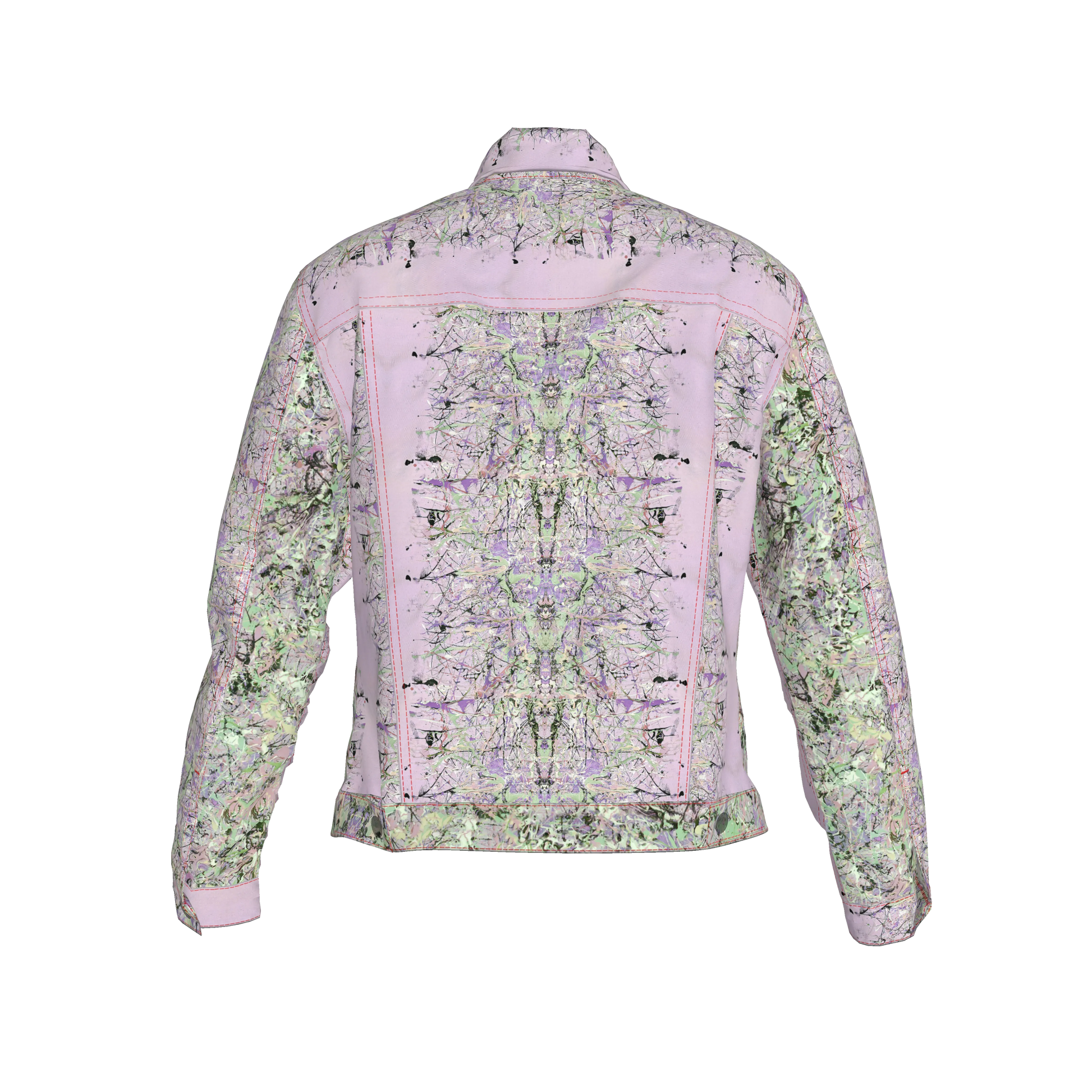 💜 Lilac & Green Splatter Canvas Jean Jacket