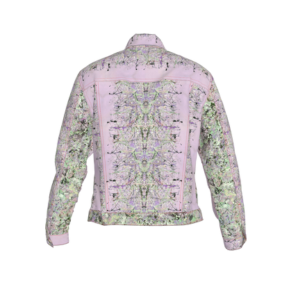 💜 Lilac & Green Splatter Canvas Jean Jacket