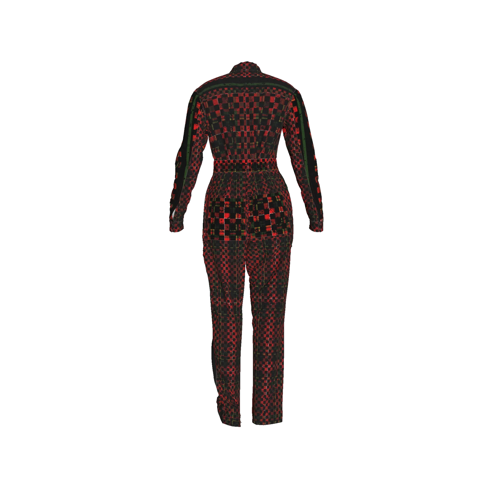 Tartan Chequed Splat MotoStripe™ Zip Jumpsuit