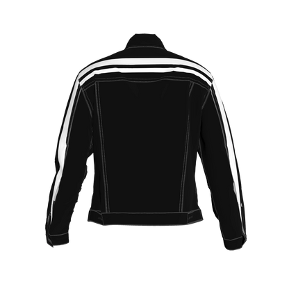 Black and White Stripe Women's Jean Jacket