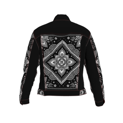 Bandana Print Women's Jean Jacket ⚫🤍