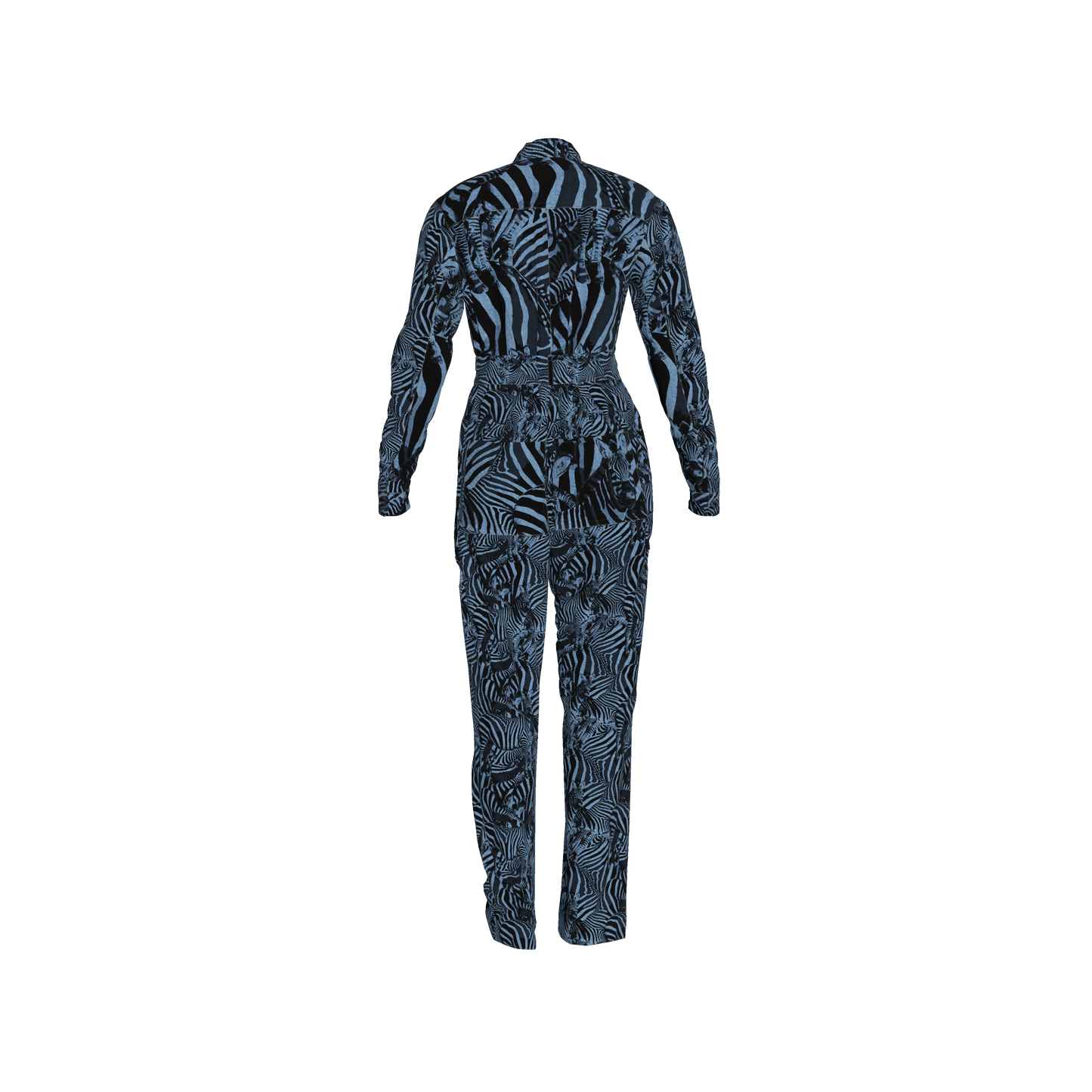 Blue Zebra Zip-up Jumpsuit