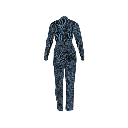 Blue Zebra Zip-up Jumpsuit