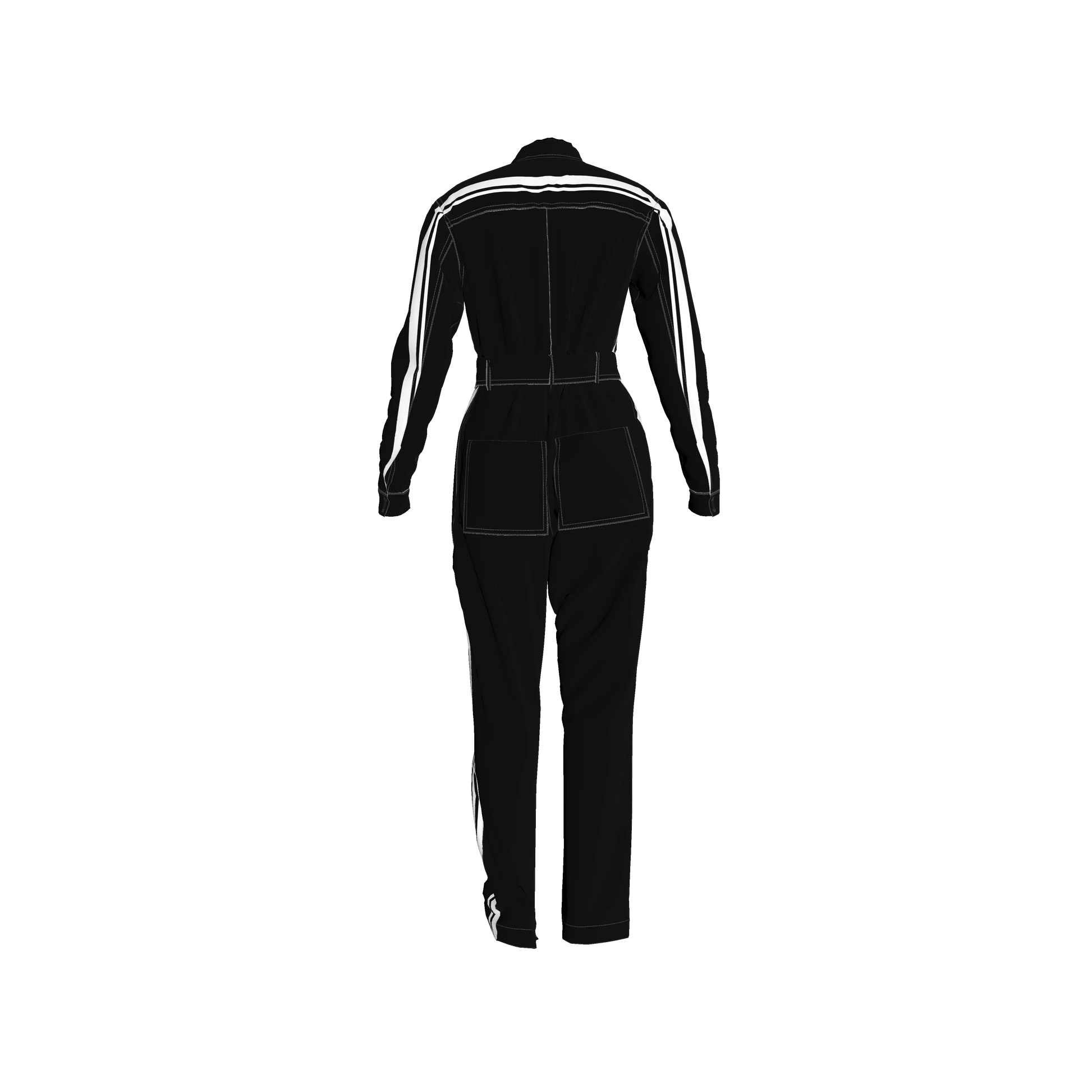 Black & White Lightweight Organic Cotton Flannel MotoStripe™ Jumpsuit