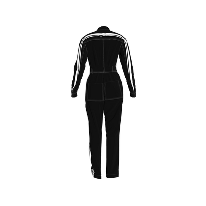 Black & White Lightweight Organic Cotton Flannel MotoStripe™ Jumpsuit