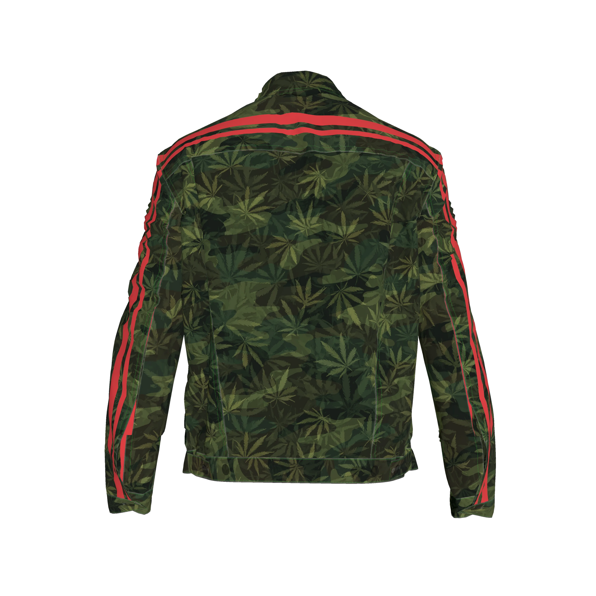 🌿Green Leaf Red MotoStripe™ Men's Jean Jacket