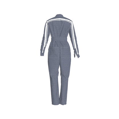 Acid Denim MotoStripe™ Button Jumpsuit