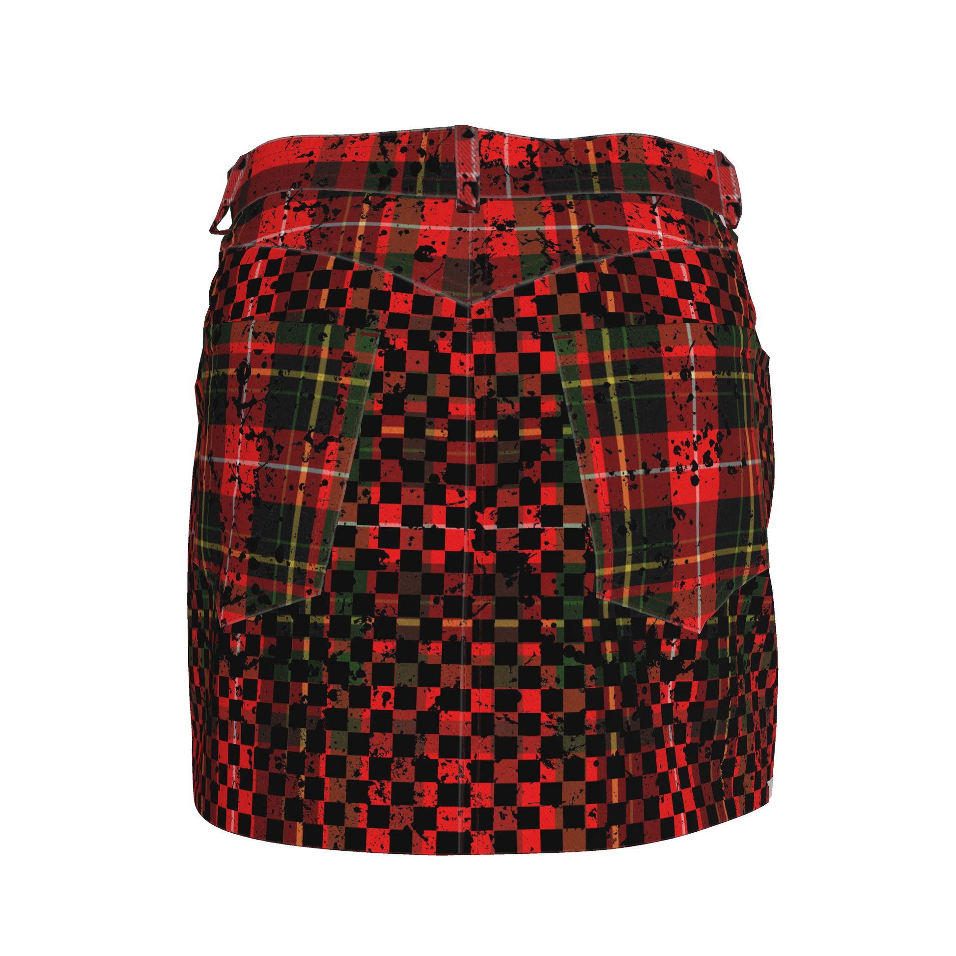 Tartan Check Splat MotoStripe™ Jean Skirt
