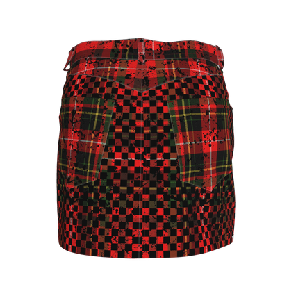 Tartan Check Splat MotoStripe™ Jean Skirt