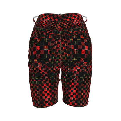 Chequered Splat MotoStripe™ Jean Shorts