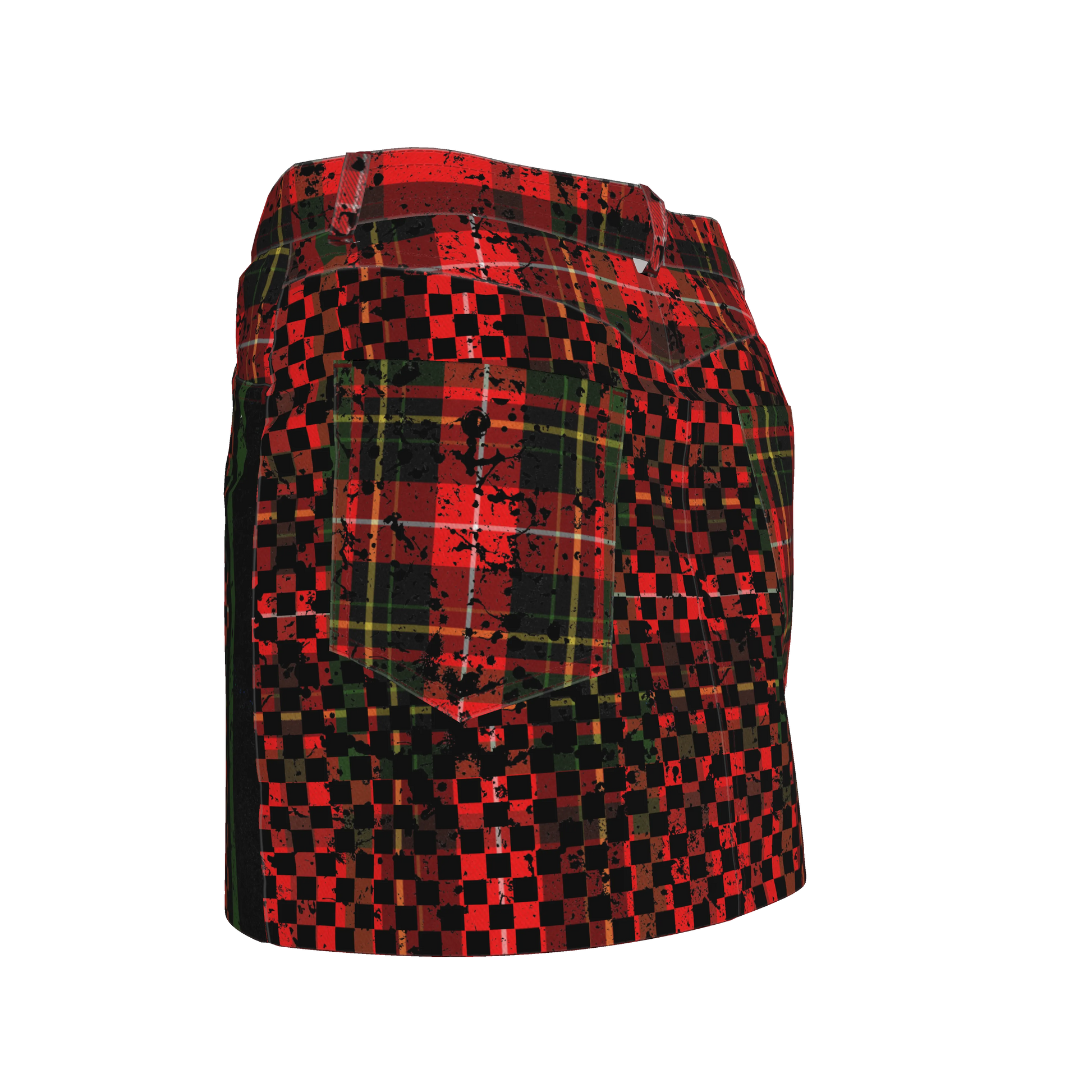 Tartan Check Splat MotoStripe™ Jean Skirt