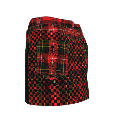 Tartan Check Splat MotoStripe™ Jean Skirt