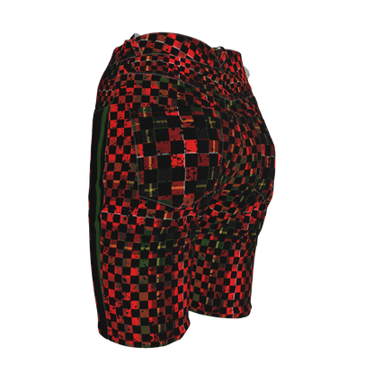 Chequered Splat MotoStripe™ Jean Shorts