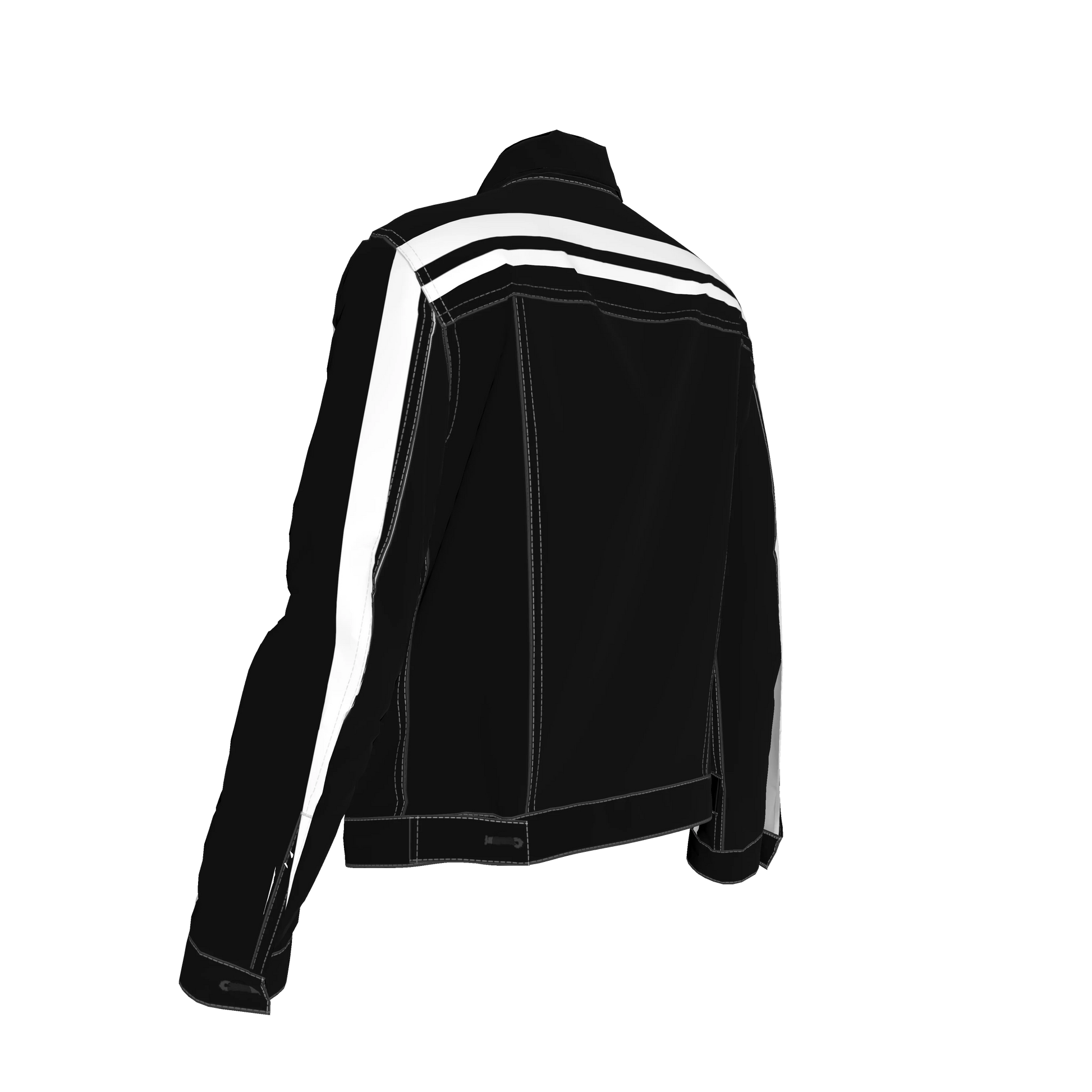 Black and White Stripe Women's Jean Jacket