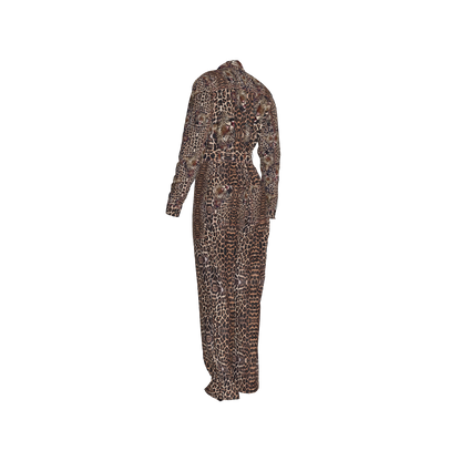 Leopard Head Zip Up Jumpsuit