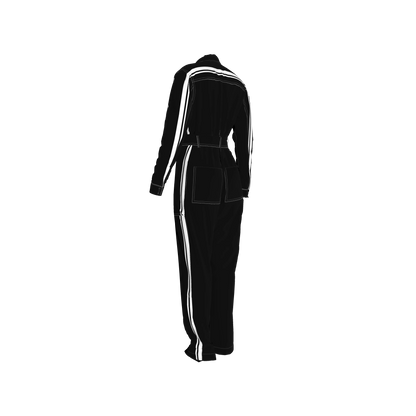 Black & White Lightweight Organic Cotton Flannel MotoStripe™ Jumpsuit