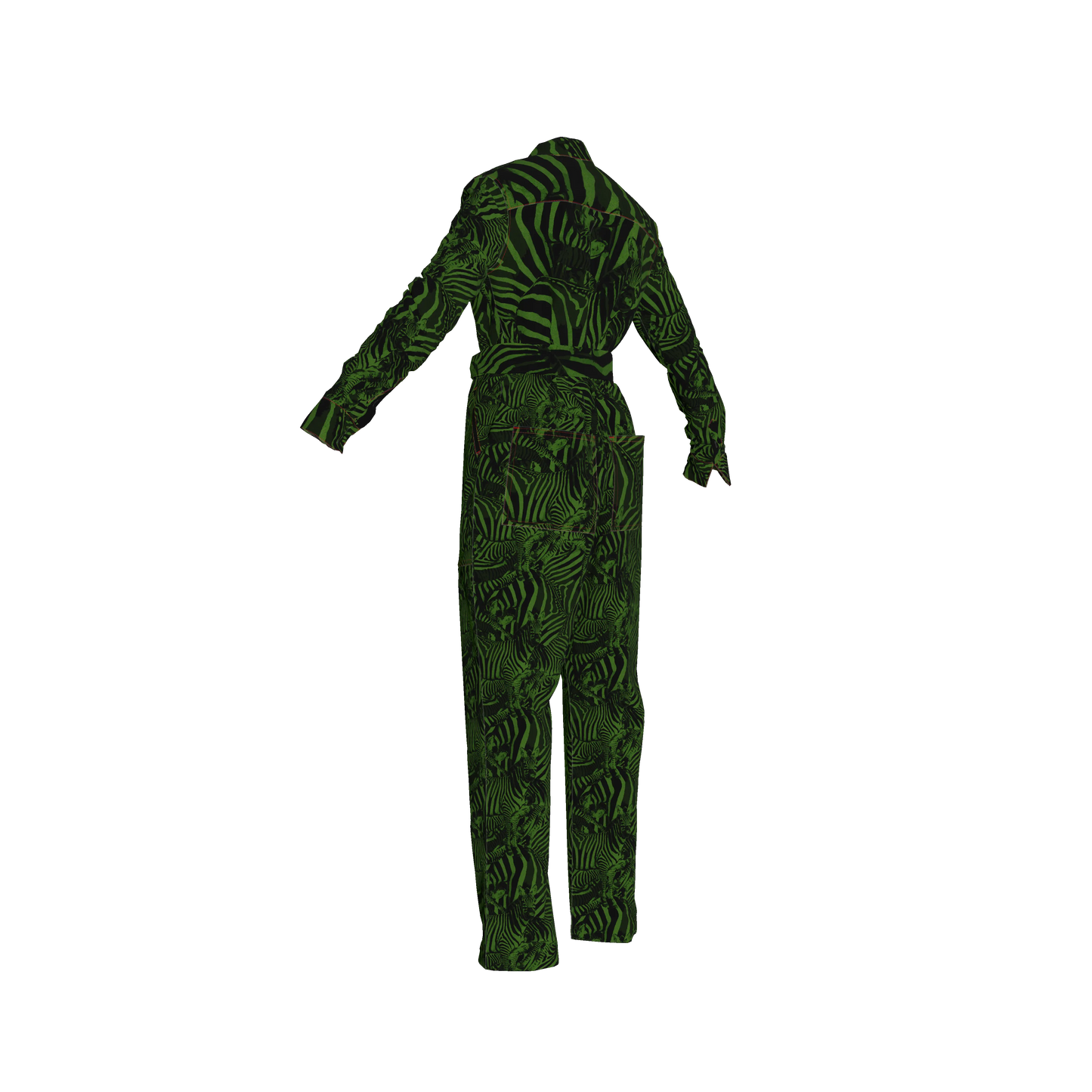 Green Zebra Button Jumpsuit