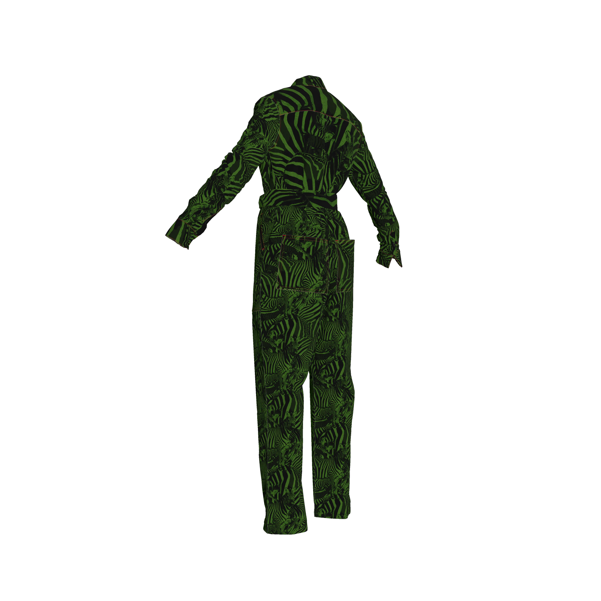 Green Zebra Button Jumpsuit