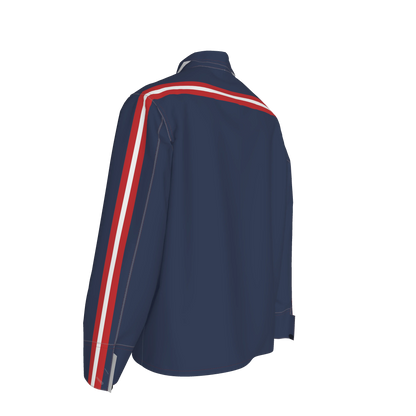 🟦🔴⚪ The Retro Blue MotoStripe™ Chore Coat