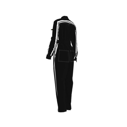 Black & White MotoStripe™ Jumpsuit Button Up