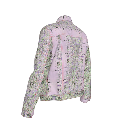 💜 Lilac & Green Splatter Canvas Jean Jacket