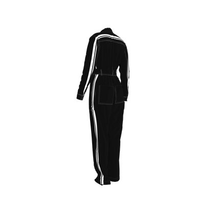 Black & White Lightweight Organic Cotton Flannel MotoStripe™ Jumpsuit