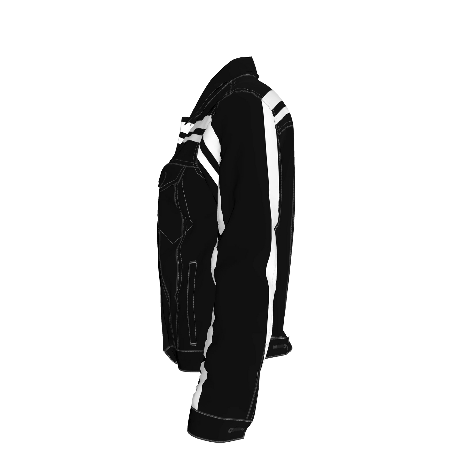 Black and White Stripe Women's Jean Jacket