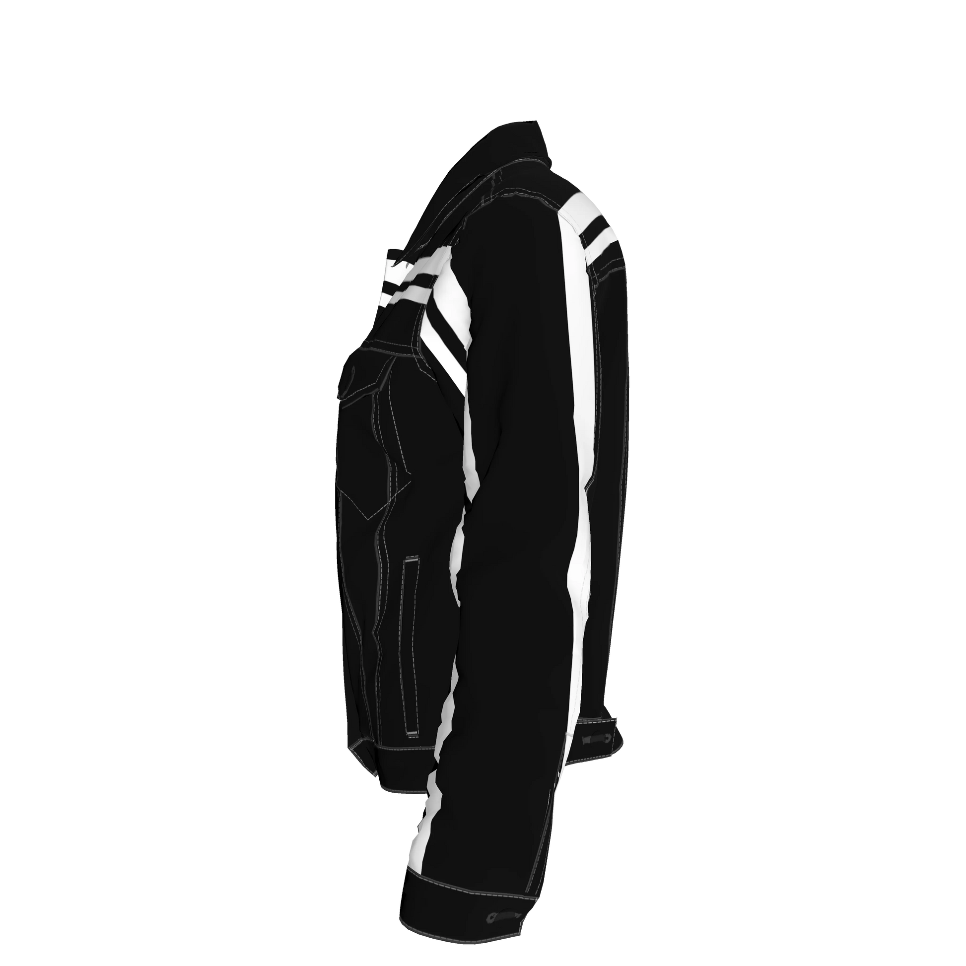 Black and White Stripe Women's Jean Jacket