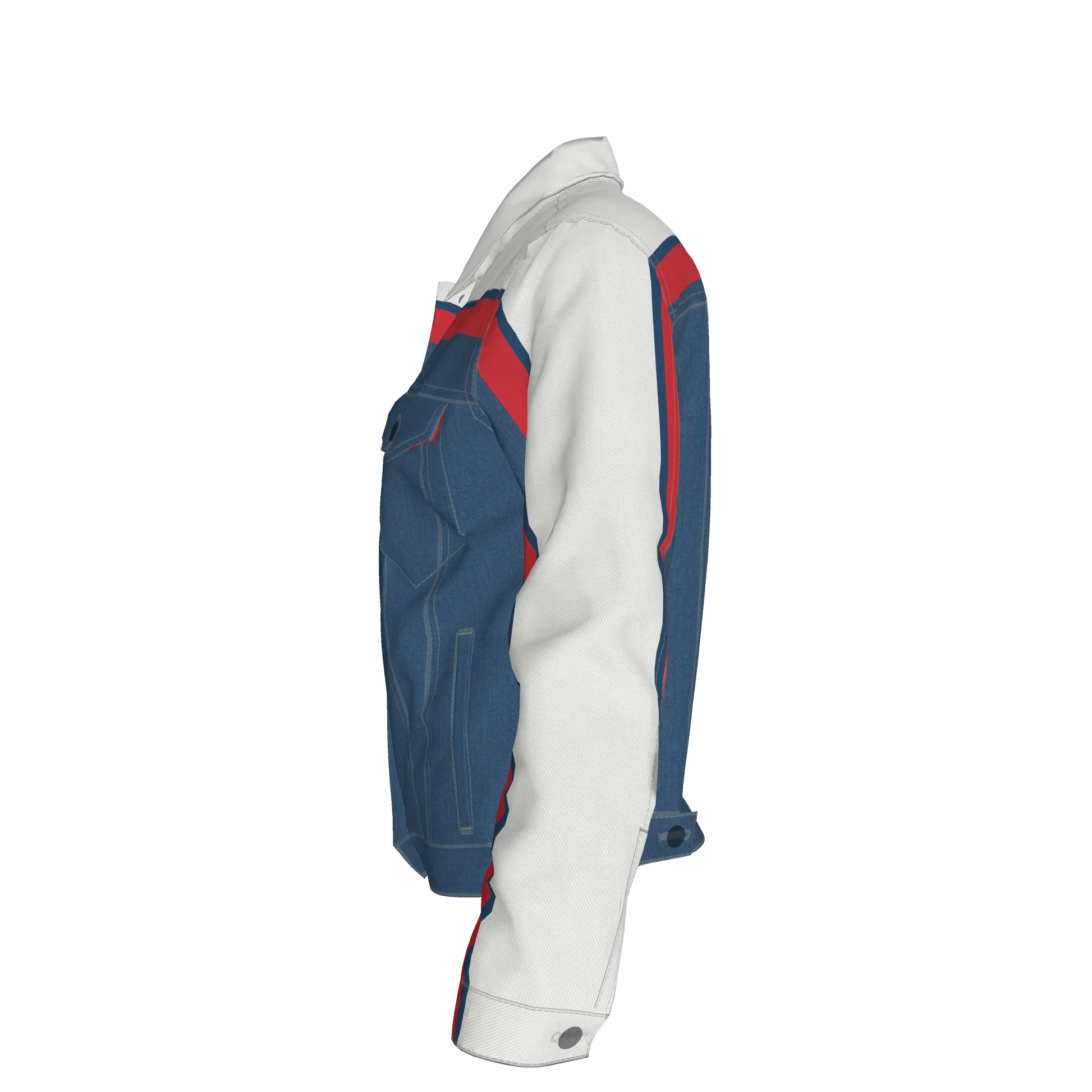 Retro MotoStripe™ Jean Jacket – Red, White & Blue