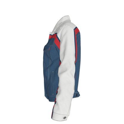 Retro MotoStripe™ Jean Jacket – Red, White & Blue