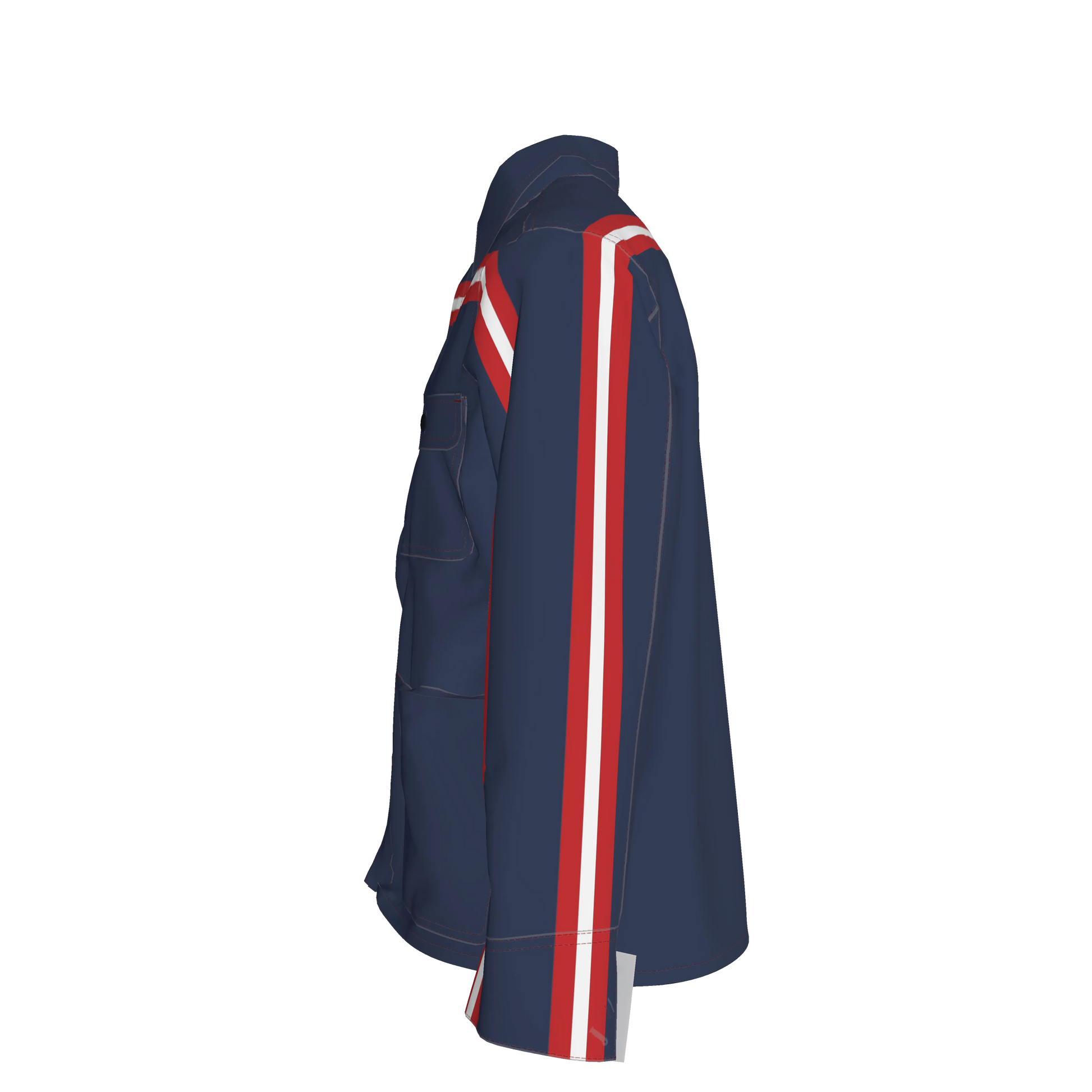 🟦🔴⚪ The Retro Blue MotoStripe™ Chore Coat