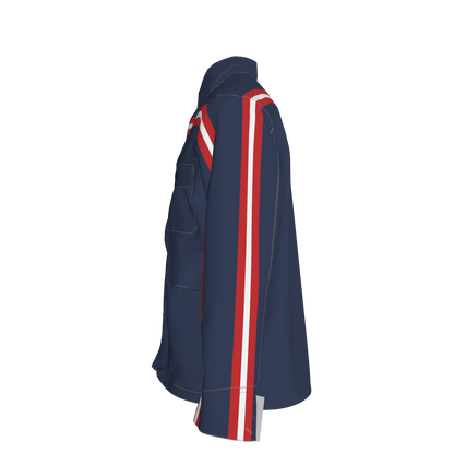 🟦🔴⚪ The Retro Blue MotoStripe™ Chore Coat