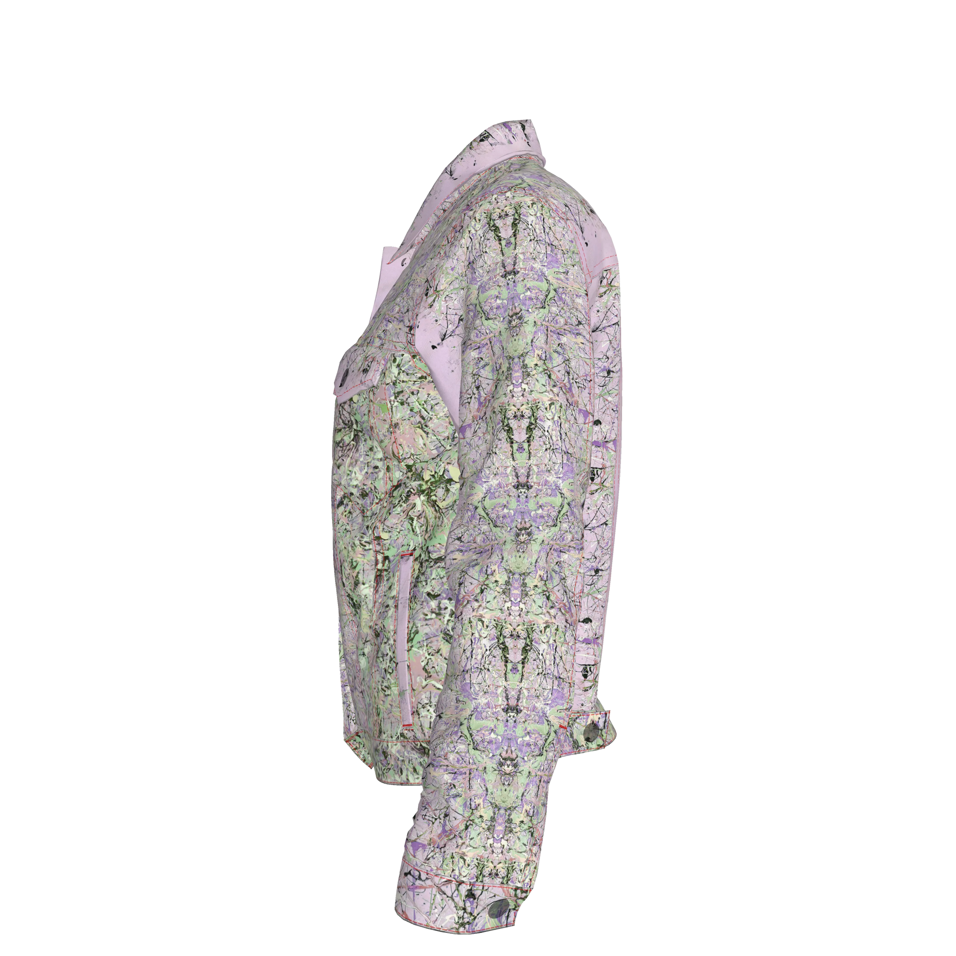 💜 Lilac & Green Splatter Canvas Jean Jacket