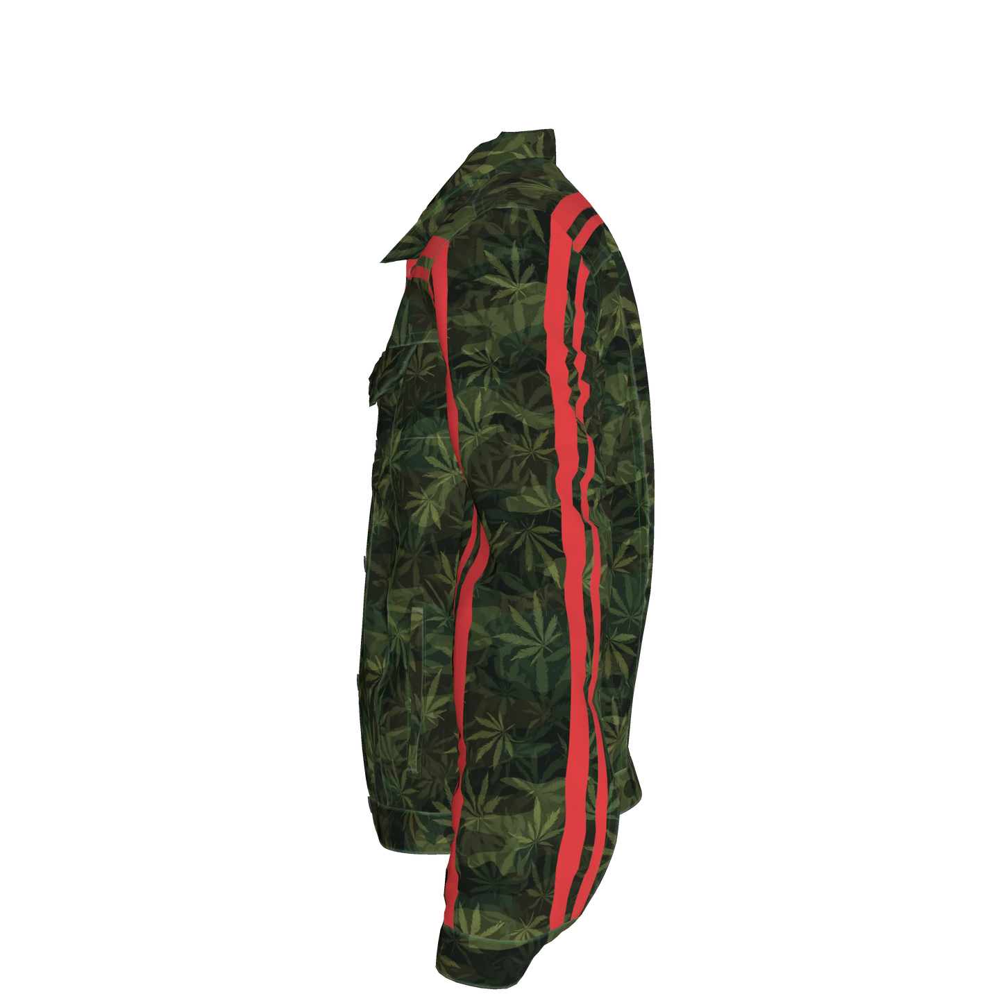 🌿Green Leaf Red MotoStripe™ Men's Jean Jacket