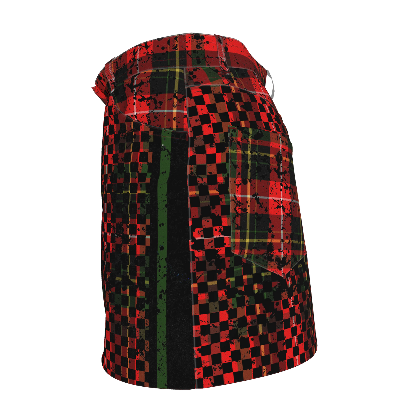 Tartan Check Splat MotoStripe™ Jean Skirt
