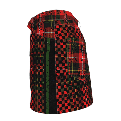 Tartan Check Splat MotoStripe™ Jean Skirt