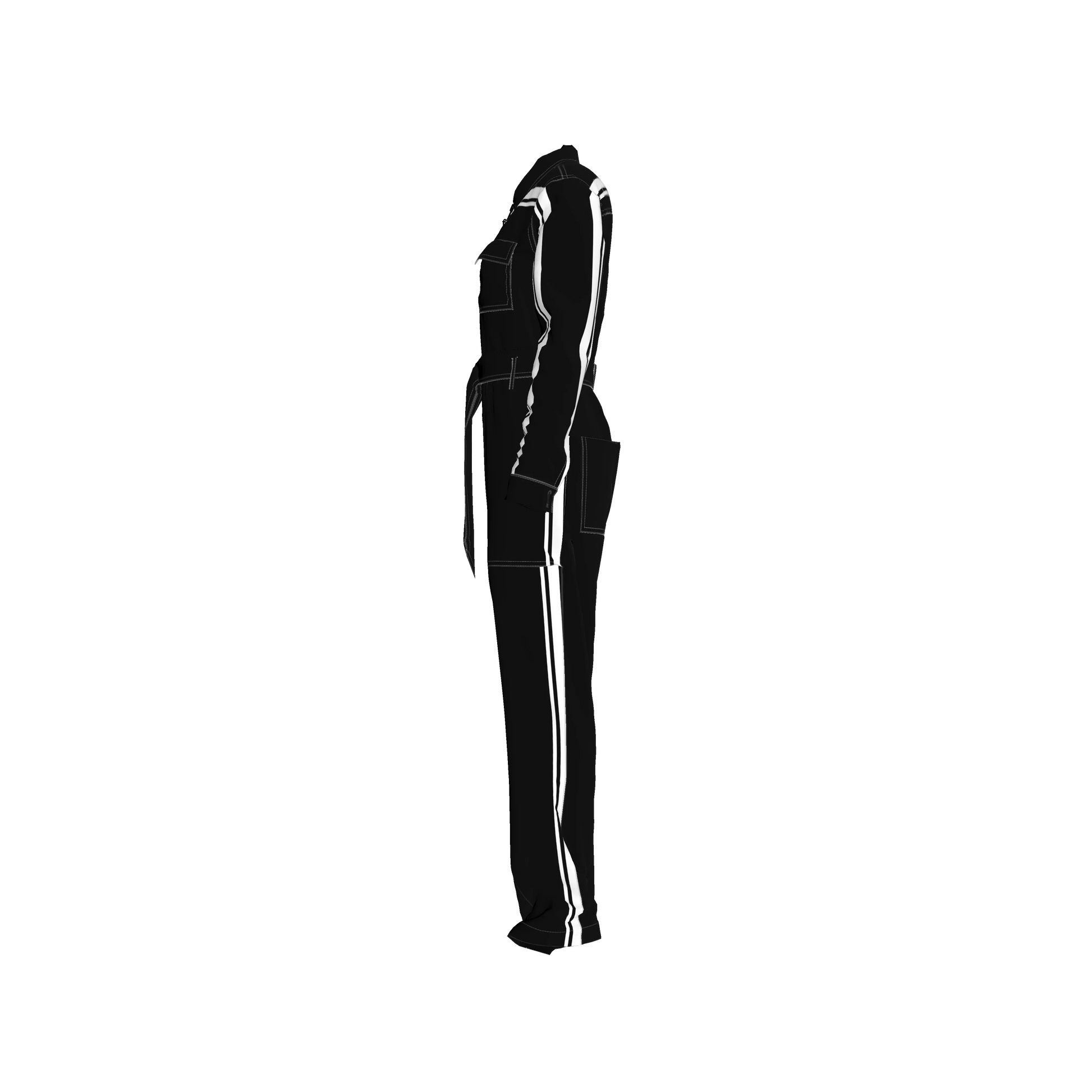 Black & White Lightweight Organic Cotton Flannel MotoStripe™ Jumpsuit