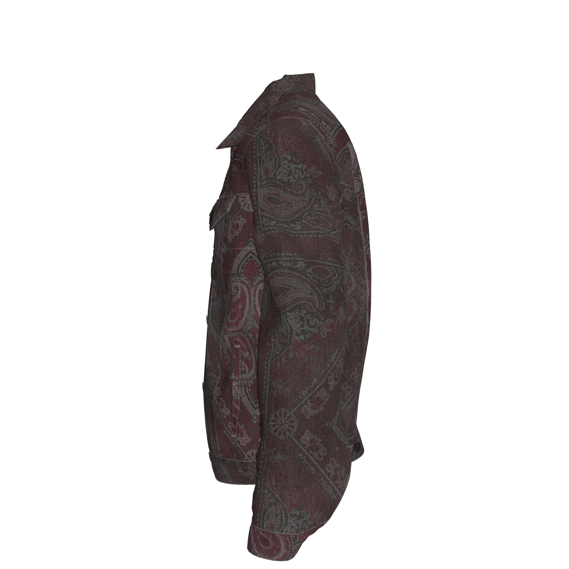 Burgundy Bandana Men's Jean Jacket