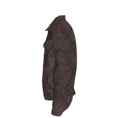 Burgundy Bandana Men's Jean Jacket