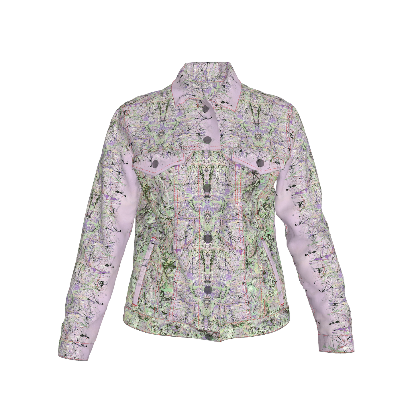 💜 Lilac & Green Splatter Canvas Jean Jacket